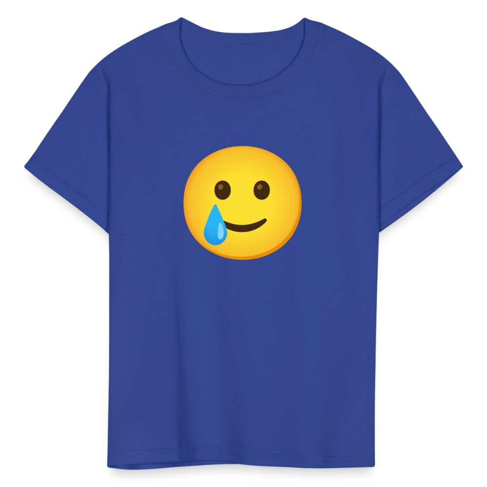 🥲 Smiling Face with Tear (Google Noto Color Emoji) Kids' T-Shirt - royal blue