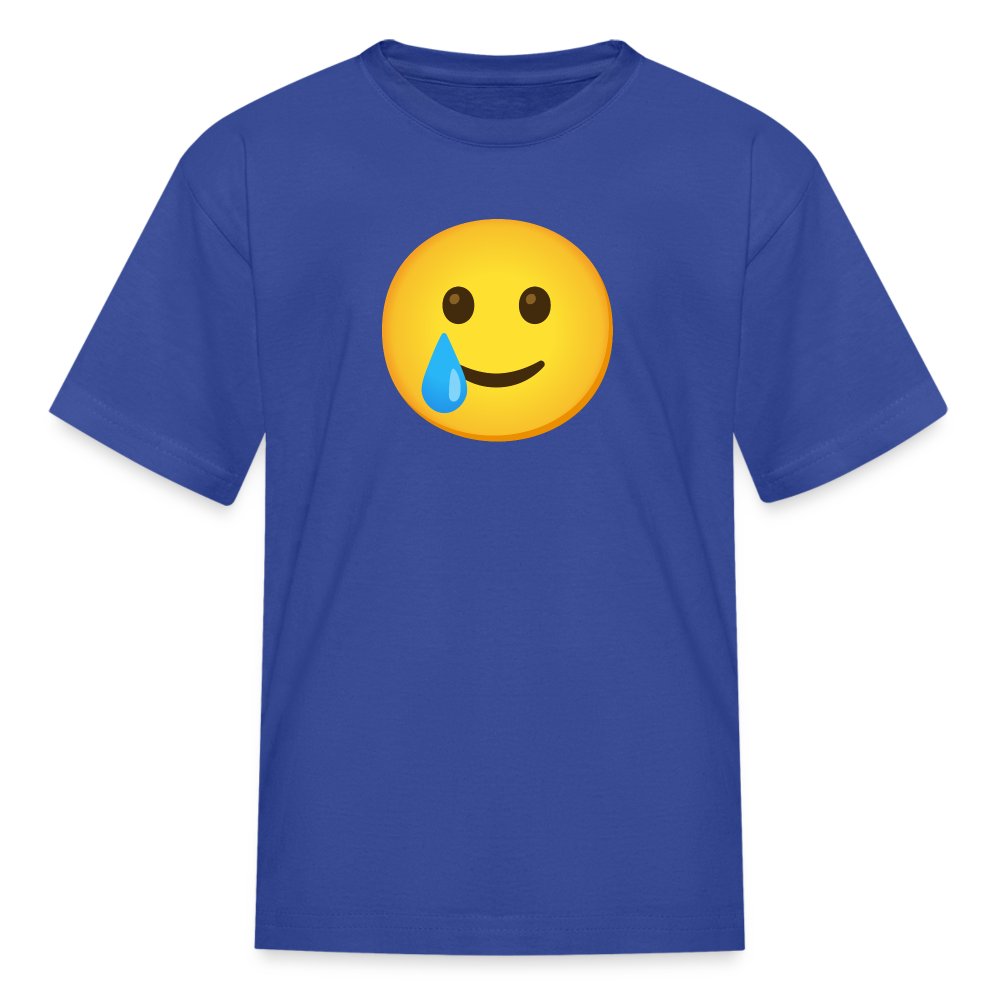 🥲 Smiling Face with Tear (Google Noto Color Emoji) Kids' T-Shirt - royal blue