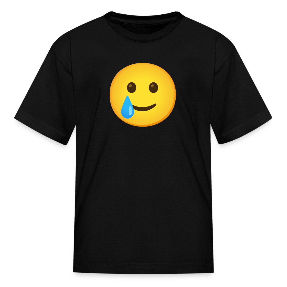 🥲 Smiling Face with Tear (Google Noto Color Emoji) Kids' T-Shirt - black