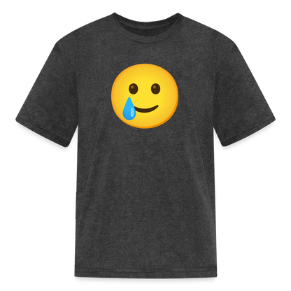🥲 Smiling Face with Tear (Google Noto Color Emoji) Kids' T-Shirt - heather black