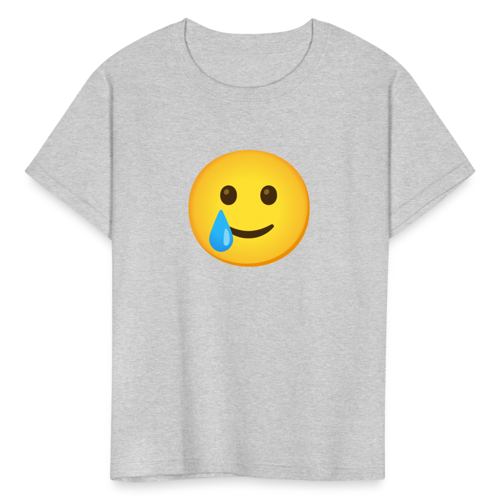 🥲 Smiling Face with Tear (Google Noto Color Emoji) Kids' T-Shirt - heather gray
