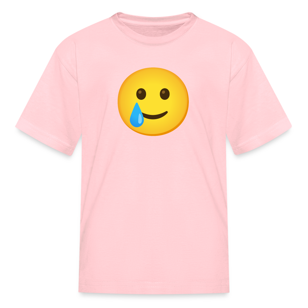 🥲 Smiling Face with Tear (Google Noto Color Emoji) Kids' T-Shirt - pink