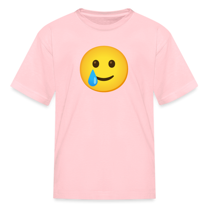 🥲 Smiling Face with Tear (Google Noto Color Emoji) Kids' T-Shirt - pink