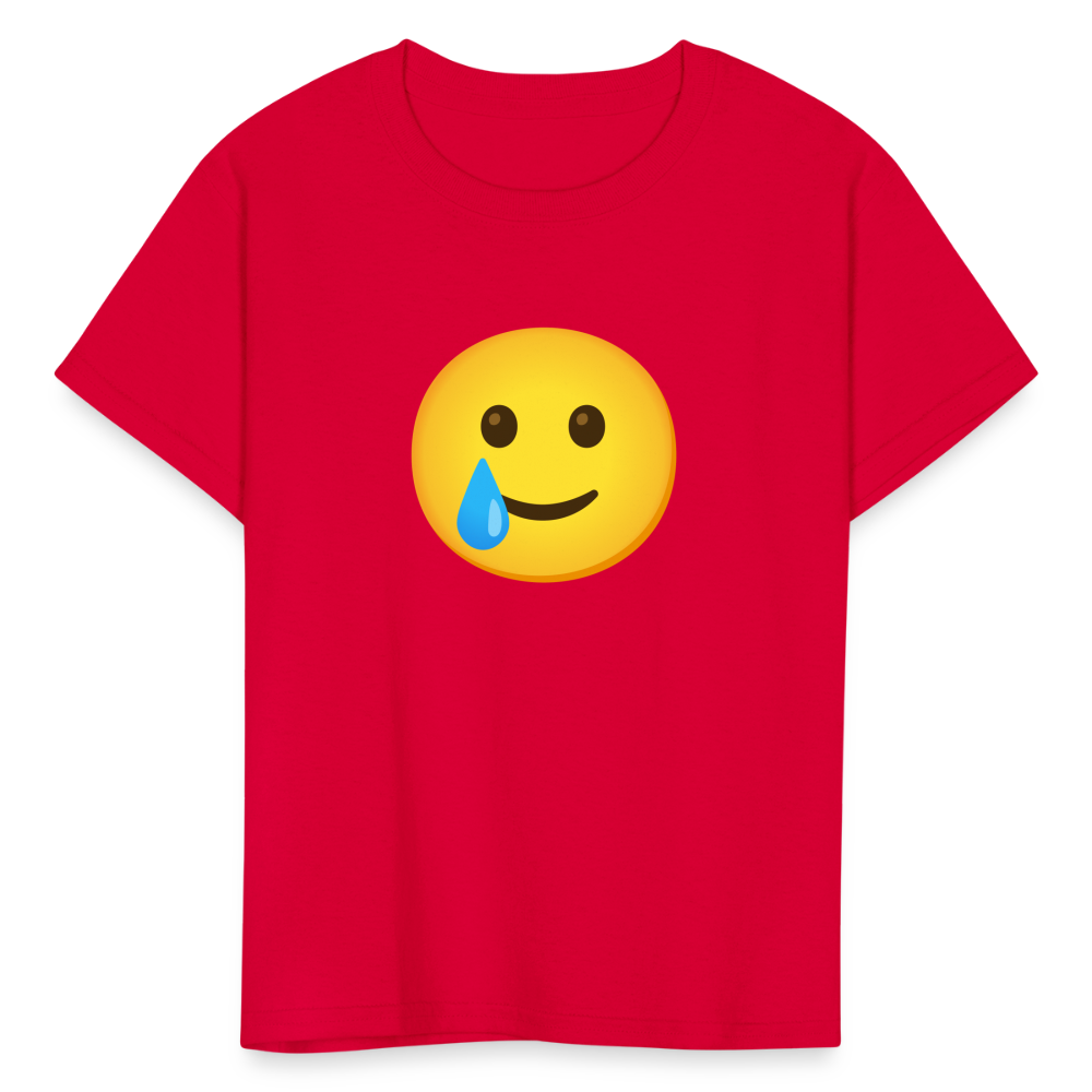 🥲 Smiling Face with Tear (Google Noto Color Emoji) Kids' T-Shirt - red