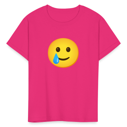 🥲 Smiling Face with Tear (Google Noto Color Emoji) Kids' T-Shirt - fuchsia
