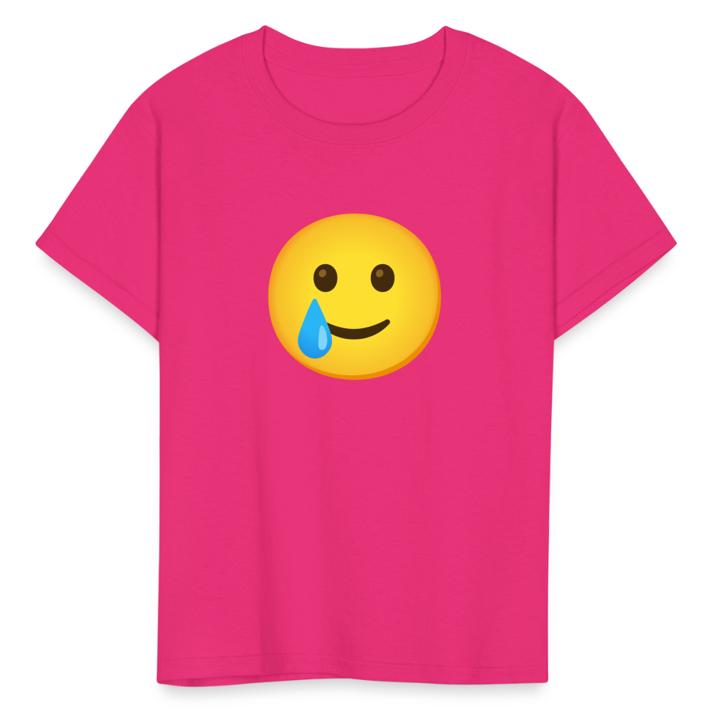 🥲 Smiling Face with Tear (Google Noto Color Emoji) Kids' T-Shirt - fuchsia