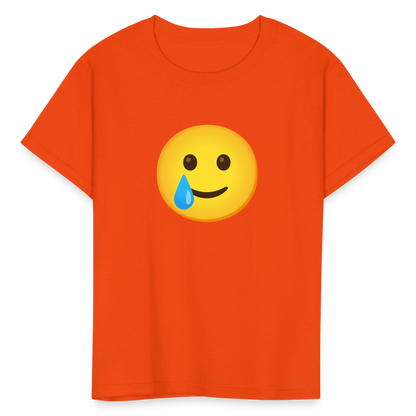 🥲 Smiling Face with Tear (Google Noto Color Emoji) Kids' T-Shirt - orange