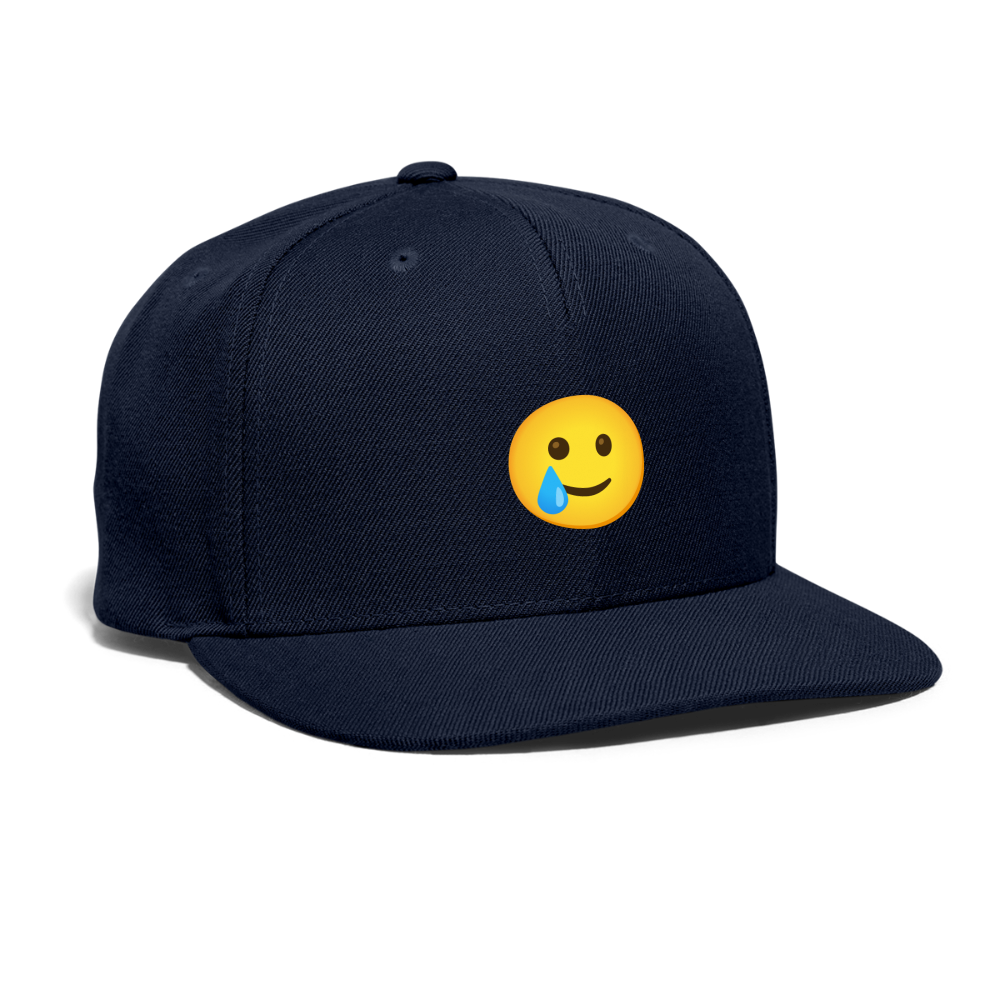 🥲 Smiling Face with Tear (Google Noto Color Emoji) Snapback Baseball Cap - navy