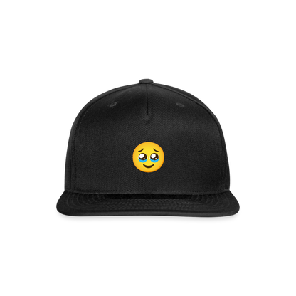🥹 Face Holding Back Tears (Google Noto Color Emoji) Snapback Baseball Cap - black