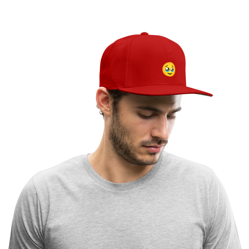🥹 Face Holding Back Tears (Google Noto Color Emoji) Snapback Baseball Cap - red