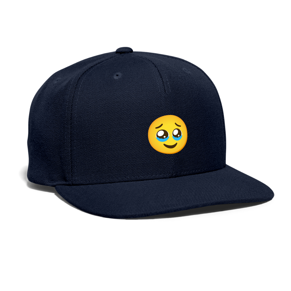 🥹 Face Holding Back Tears (Google Noto Color Emoji) Snapback Baseball Cap - navy