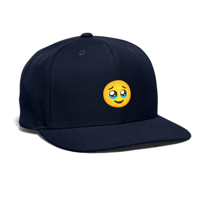 🥹 Face Holding Back Tears (Google Noto Color Emoji) Snapback Baseball Cap - navy