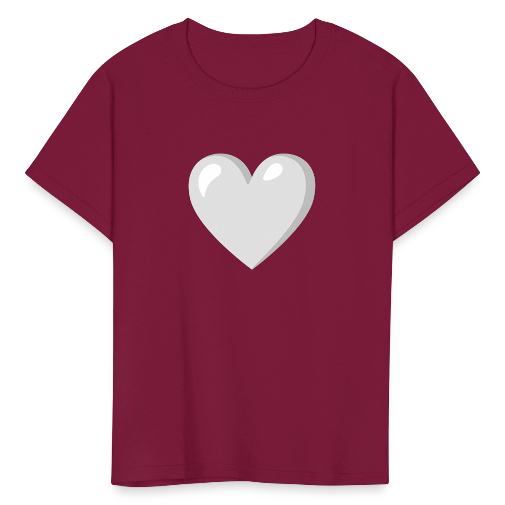 🤍 White Heart (Google Noto Color Emoji) Kids' T-Shirt - burgundy