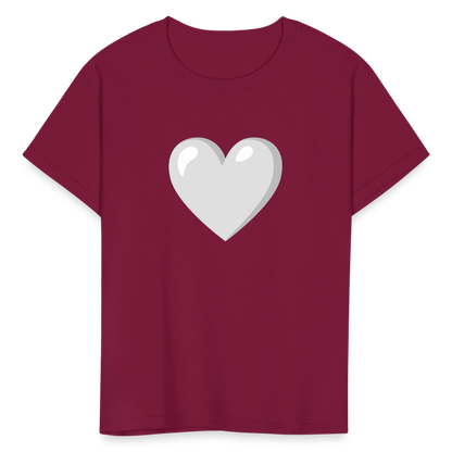🤍 White Heart (Google Noto Color Emoji) Kids' T-Shirt - burgundy
