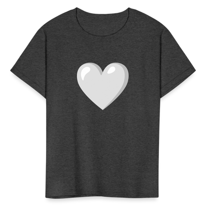🤍 White Heart (Google Noto Color Emoji) Kids' T-Shirt - heather black