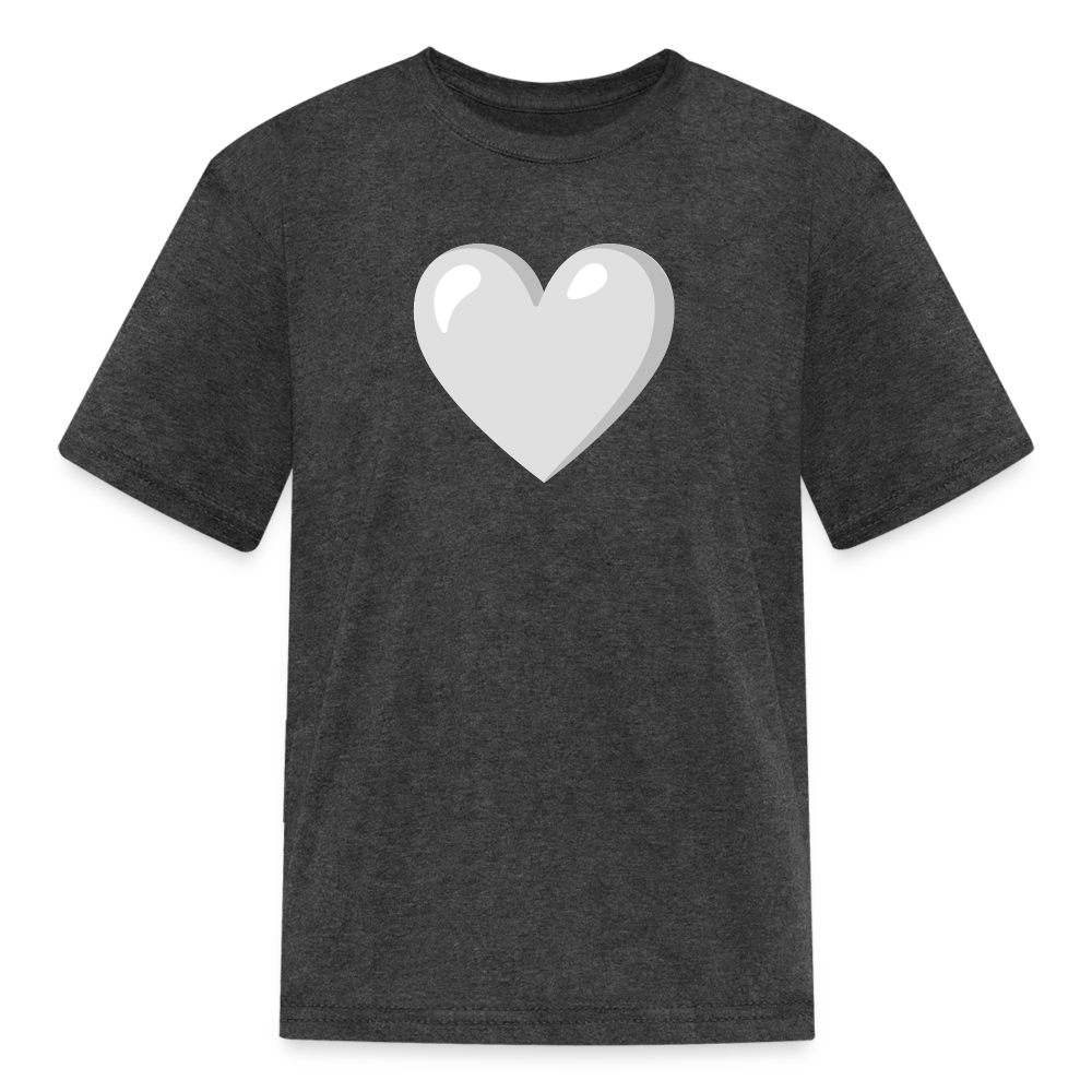 🤍 White Heart (Google Noto Color Emoji) Kids' T-Shirt - heather black