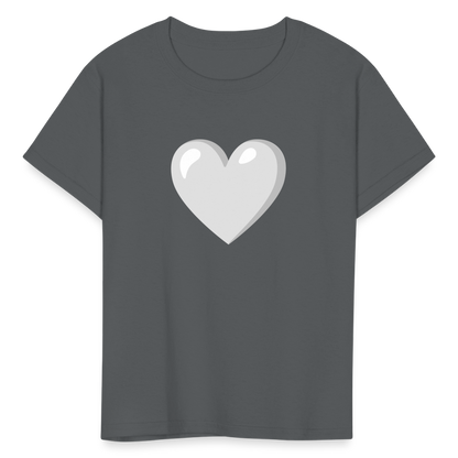 🤍 White Heart (Google Noto Color Emoji) Kids' T-Shirt - charcoal