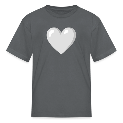 🤍 White Heart (Google Noto Color Emoji) Kids' T-Shirt - charcoal