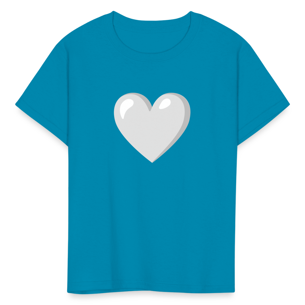 🤍 White Heart (Google Noto Color Emoji) Kids' T-Shirt - turquoise
