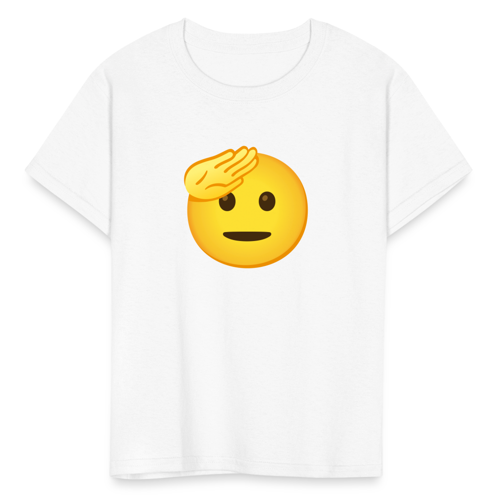 🫡 Saluting Face (Google Noto Color Emoji) Kids' T-Shirt - white