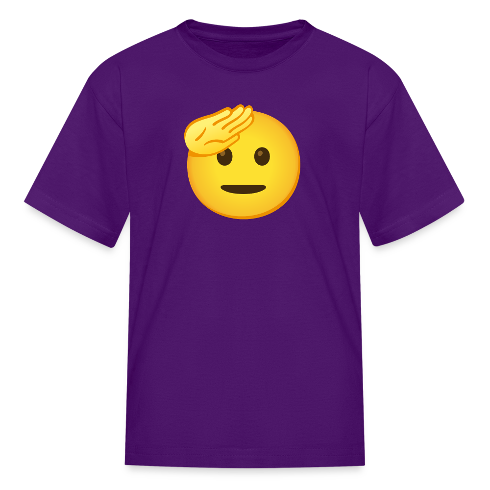 🫡 Saluting Face (Google Noto Color Emoji) Kids' T-Shirt - purple