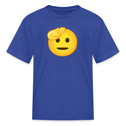 🫡 Saluting Face (Google Noto Color Emoji) Kids' T-Shirt - royal blue