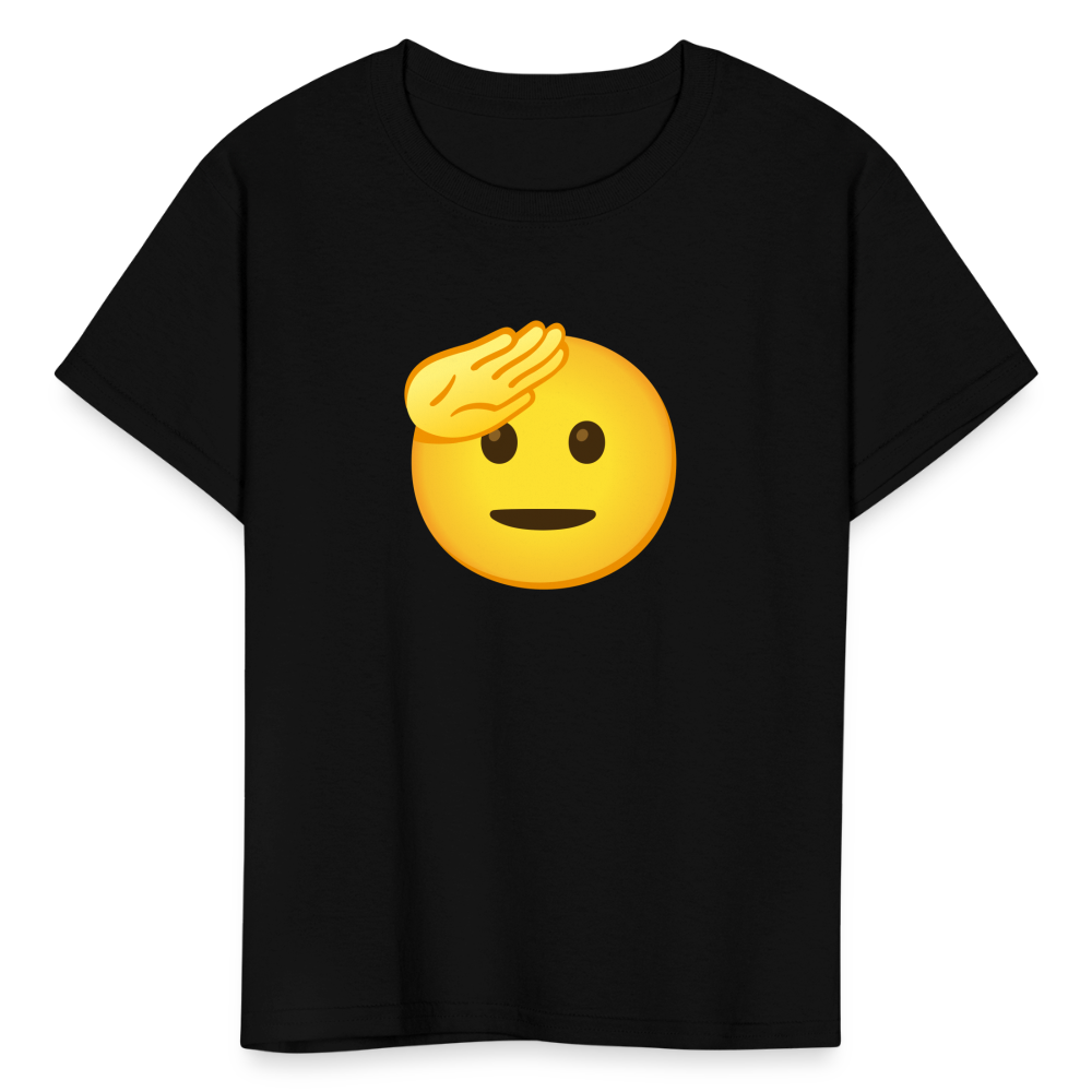 🫡 Saluting Face (Google Noto Color Emoji) Kids' T-Shirt - black