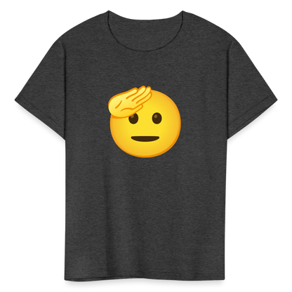 🫡 Saluting Face (Google Noto Color Emoji) Kids' T-Shirt - heather black