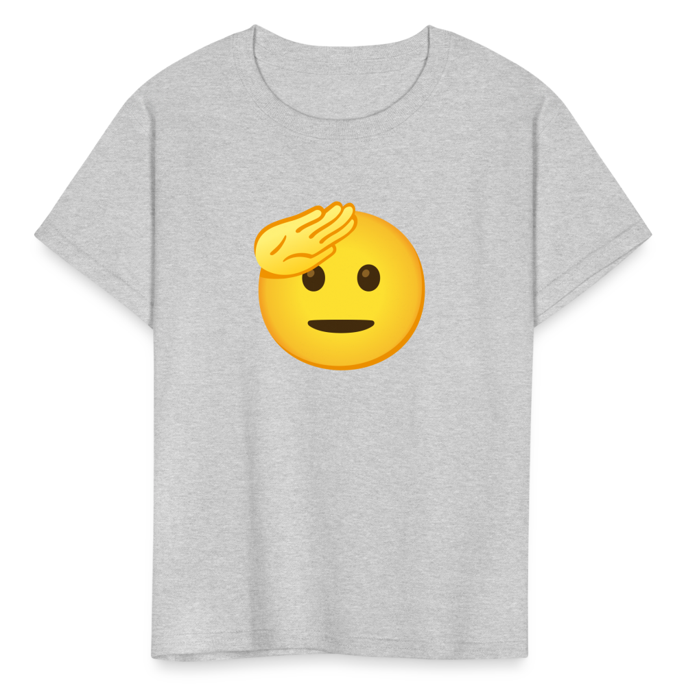 🫡 Saluting Face (Google Noto Color Emoji) Kids' T-Shirt - heather gray