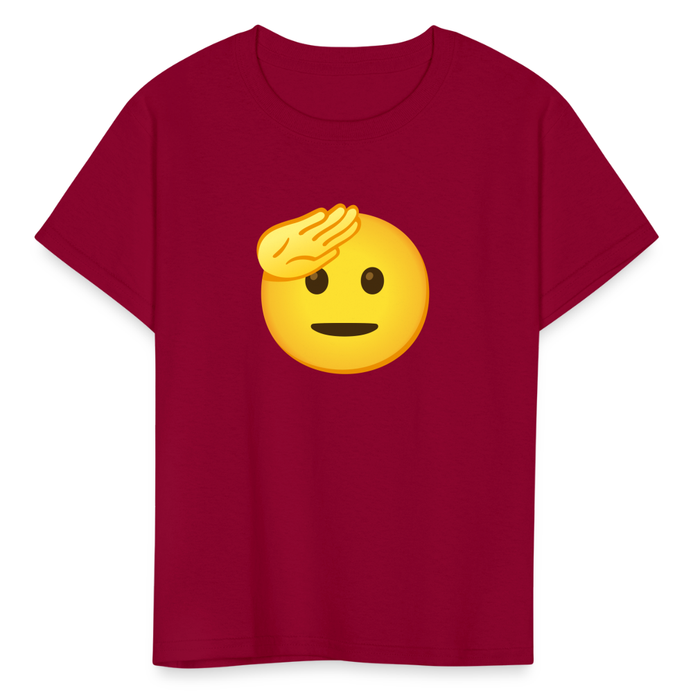 🫡 Saluting Face (Google Noto Color Emoji) Kids' T-Shirt - dark red