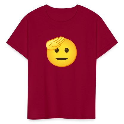 🫡 Saluting Face (Google Noto Color Emoji) Kids' T-Shirt - dark red