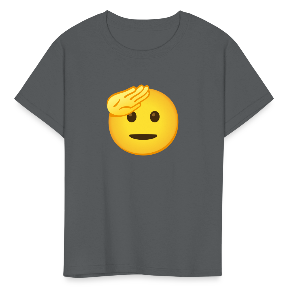 🫡 Saluting Face (Google Noto Color Emoji) Kids' T-Shirt - charcoal