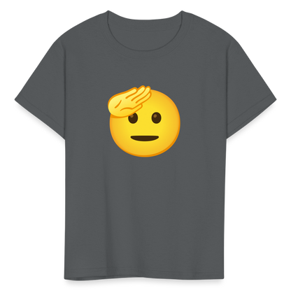 🫡 Saluting Face (Google Noto Color Emoji) Kids' T-Shirt - charcoal