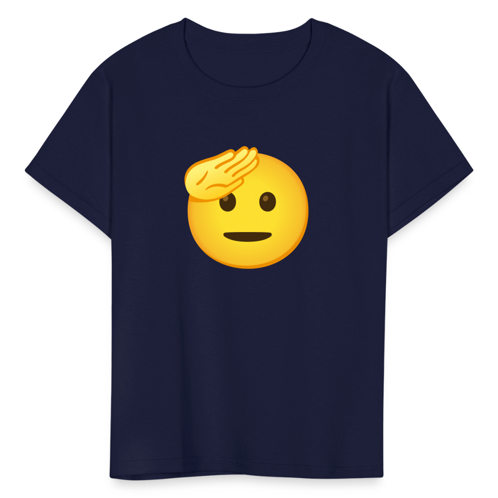 🫡 Saluting Face (Google Noto Color Emoji) Kids' T-Shirt - navy