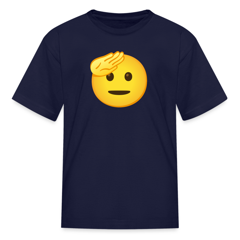 🫡 Saluting Face (Google Noto Color Emoji) Kids' T-Shirt - navy