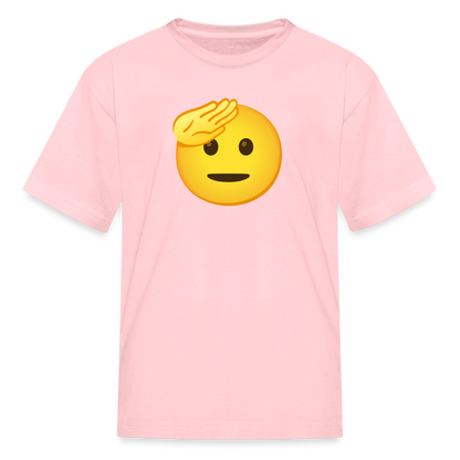 🫡 Saluting Face (Google Noto Color Emoji) Kids' T-Shirt - pink
