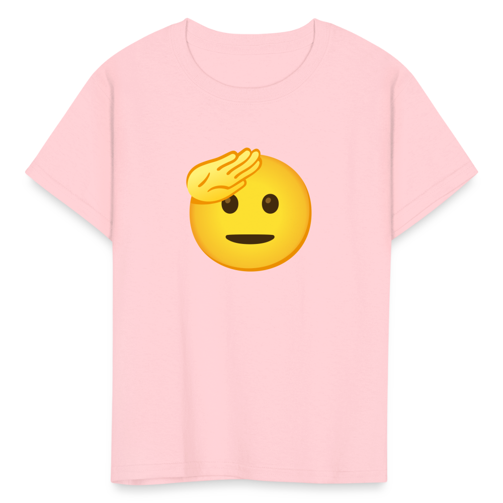 🫡 Saluting Face (Google Noto Color Emoji) Kids' T-Shirt - pink