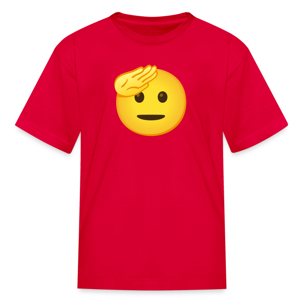 🫡 Saluting Face (Google Noto Color Emoji) Kids' T-Shirt - red