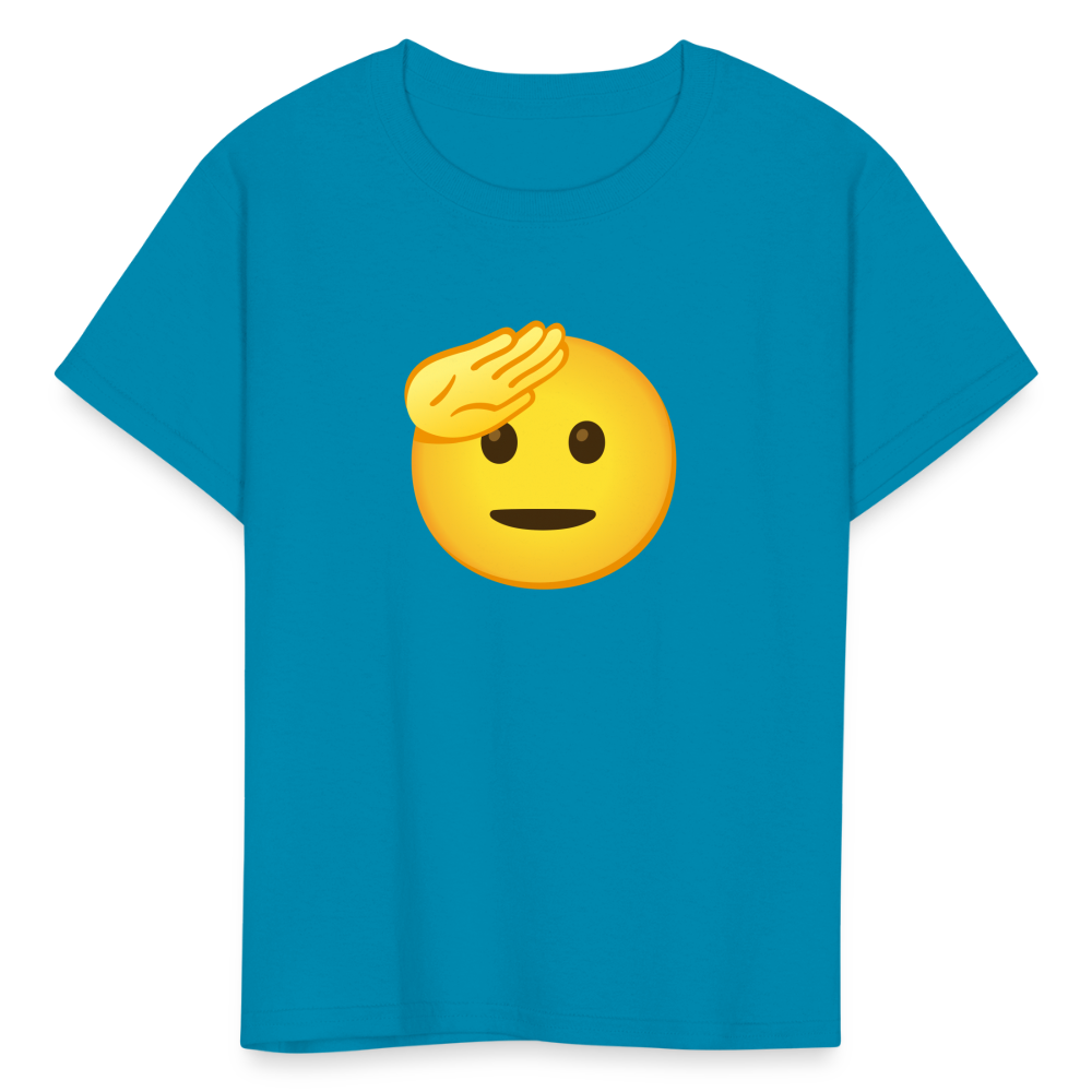 🫡 Saluting Face (Google Noto Color Emoji) Kids' T-Shirt - turquoise