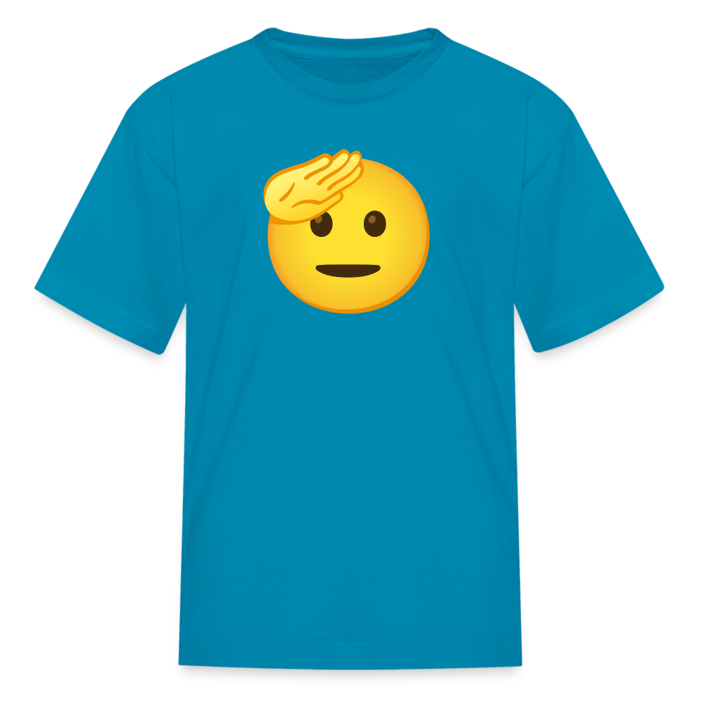 🫡 Saluting Face (Google Noto Color Emoji) Kids' T-Shirt - turquoise