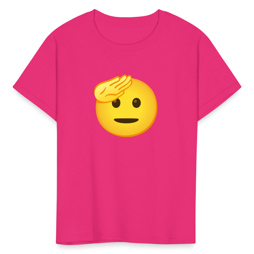 🫡 Saluting Face (Google Noto Color Emoji) Kids' T-Shirt - fuchsia