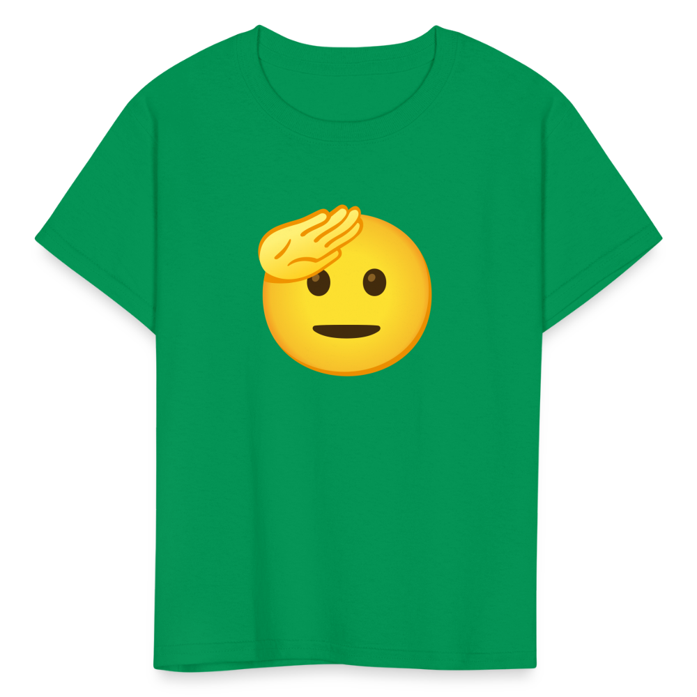 🫡 Saluting Face (Google Noto Color Emoji) Kids' T-Shirt - kelly green