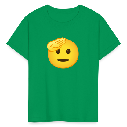 🫡 Saluting Face (Google Noto Color Emoji) Kids' T-Shirt - kelly green
