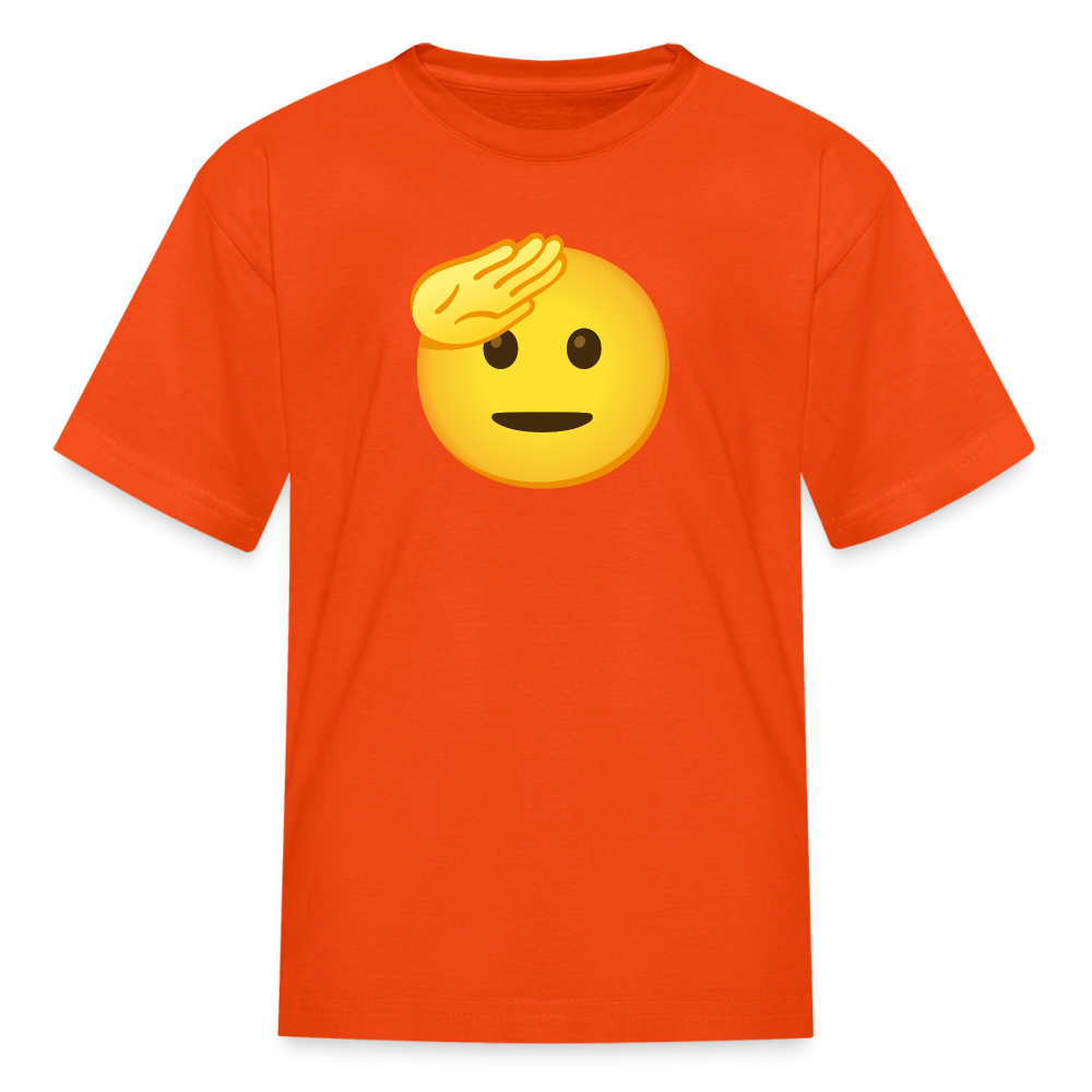 🫡 Saluting Face (Google Noto Color Emoji) Kids' T-Shirt - orange