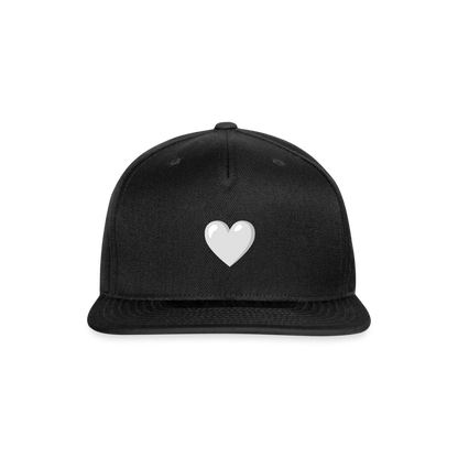 🤍 White Heart (Google Noto Color Emoji) Snapback Baseball Cap - black