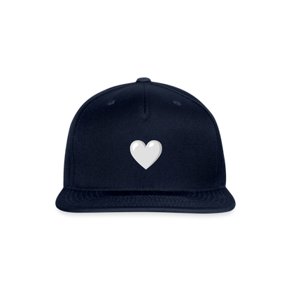 🤍 White Heart (Google Noto Color Emoji) Snapback Baseball Cap - navy