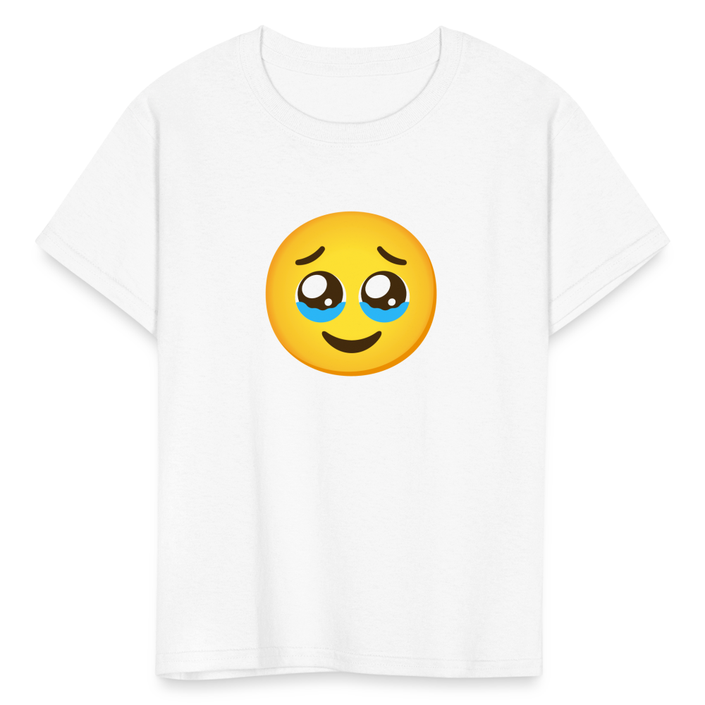 🥹 Face Holding Back Tears (Google Noto Color Emoji) Kids' T-Shirt - white