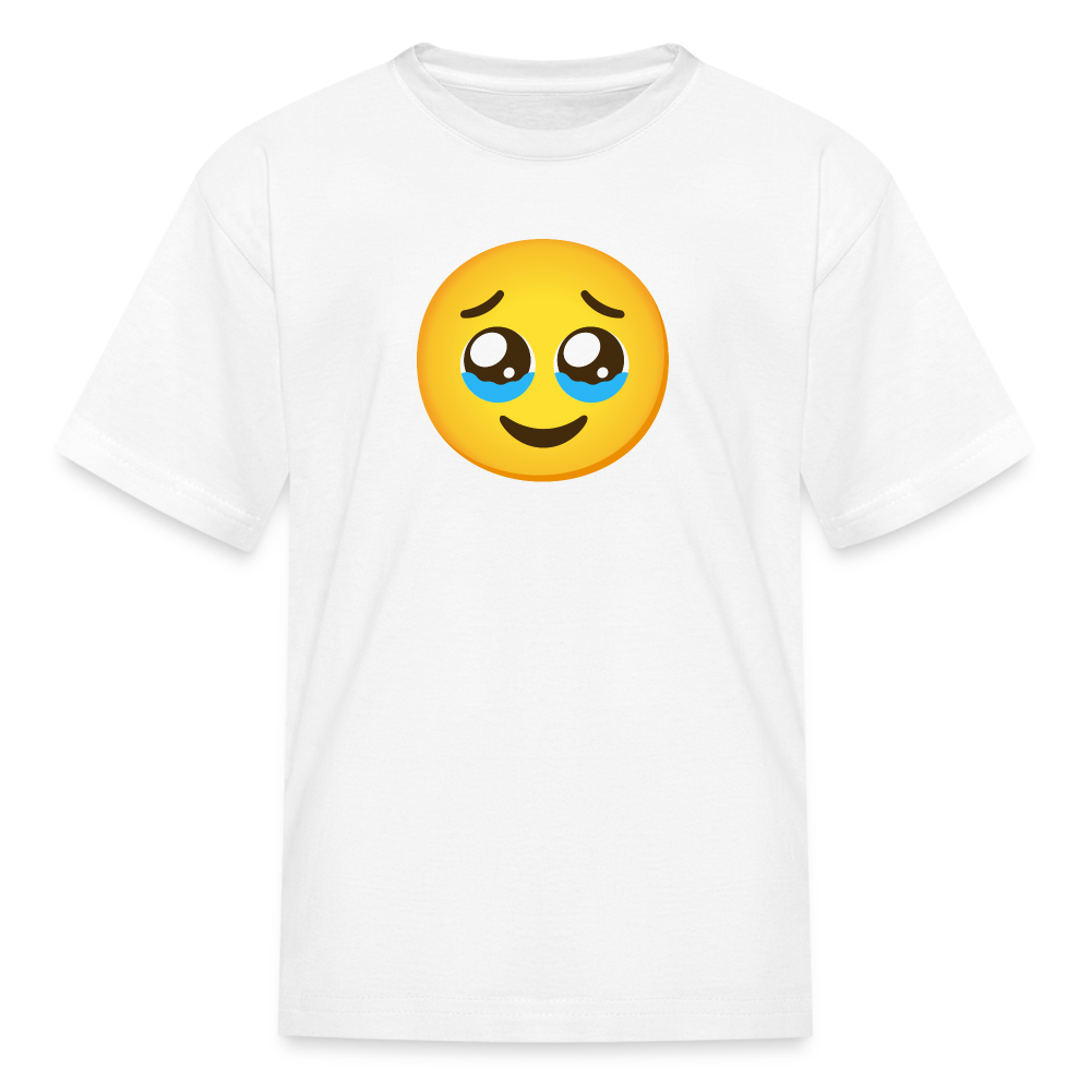 🥹 Face Holding Back Tears (Google Noto Color Emoji) Kids' T-Shirt - white