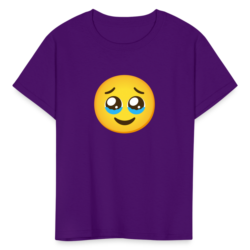 🥹 Face Holding Back Tears (Google Noto Color Emoji) Kids' T-Shirt - purple