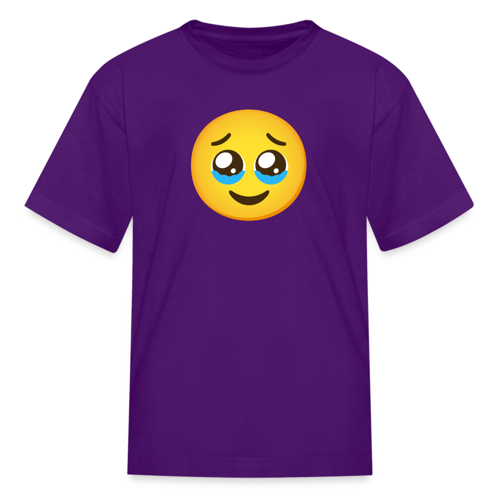 🥹 Face Holding Back Tears (Google Noto Color Emoji) Kids' T-Shirt - purple